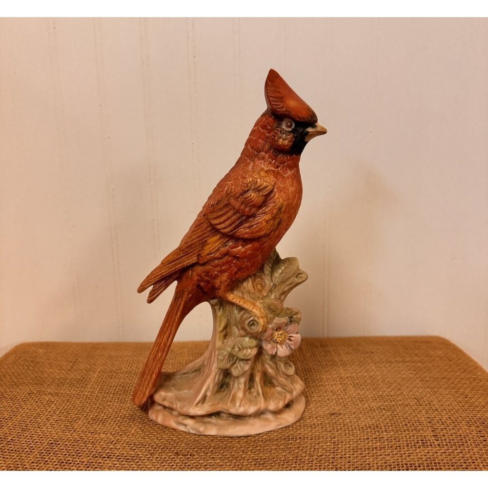 Vintage Hand-Painted Ceramic Cardinal Bird Figurine